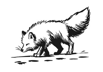 Arctic Fox hand drawn vector illustration