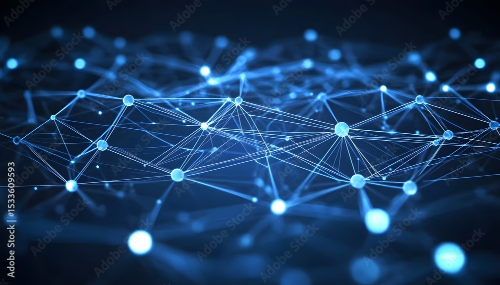Wall mural complex network of interconnected nodes.