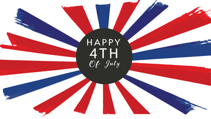 Obraz premium Patriotic fourth of july design with red white and blue stripes emanating from a central dark gray circle