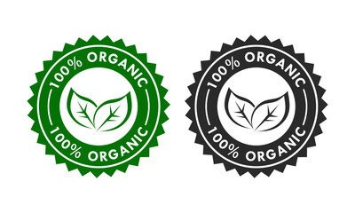 100% organic design logo template illustration