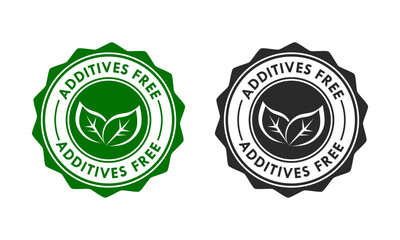 Additives free logo template illustration. Vector logo skincare cosmetic or skin and health safe product with no paraben package design
