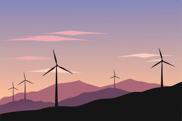Obraz premium wind turbine at sunset