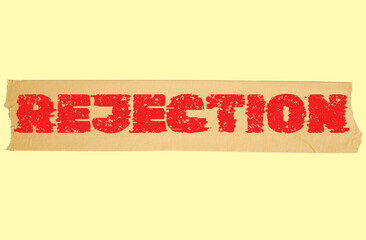 Word text Rejection isolated on yellow background. Banner.