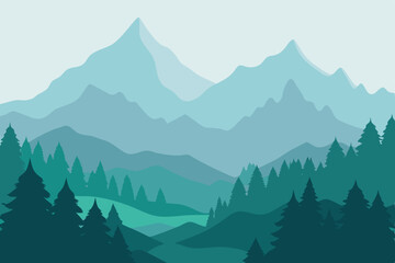 Serene Mountain Landscape A Breathtaking Vista of Peaks and Forests