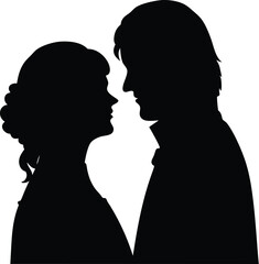 couple silhouette, romantic pair, vector illustration







