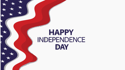 Happy independence day with american flag wave background for celebration and decoration design element
