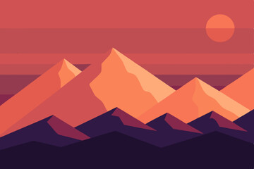 Sunset Mountain Range A Minimalist Landscape Illustration
