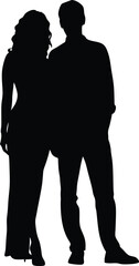 couple silhouette, romantic pair, vector illustration







