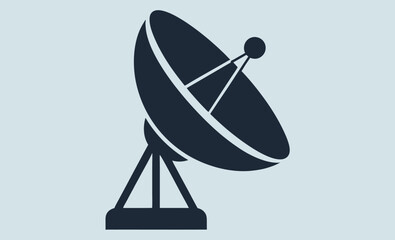 Satellite dish icon, antenna silhouette vector, communication equipment graphic, signal receiver symbol