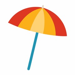 Obraz premium Red and yellow beach umbrella isolated on white background