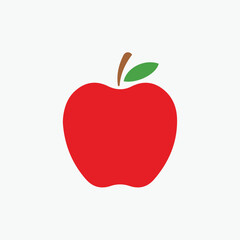 Fuji apple fruit with leaf flat vector icon for food apps and websites