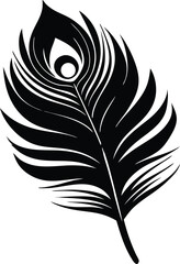 Obraz premium Peacock feather silhouette, Black peacock feather silhouette Vector illustration