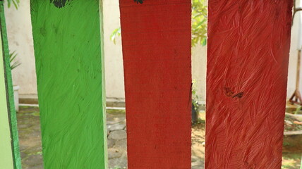 Multicolored wooden fence. colorful natural background.