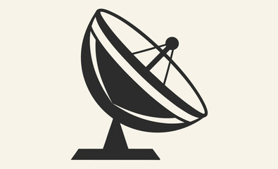 Satellite dish icon, antenna silhouette vector, communication equipment graphic, signal receiver symbol