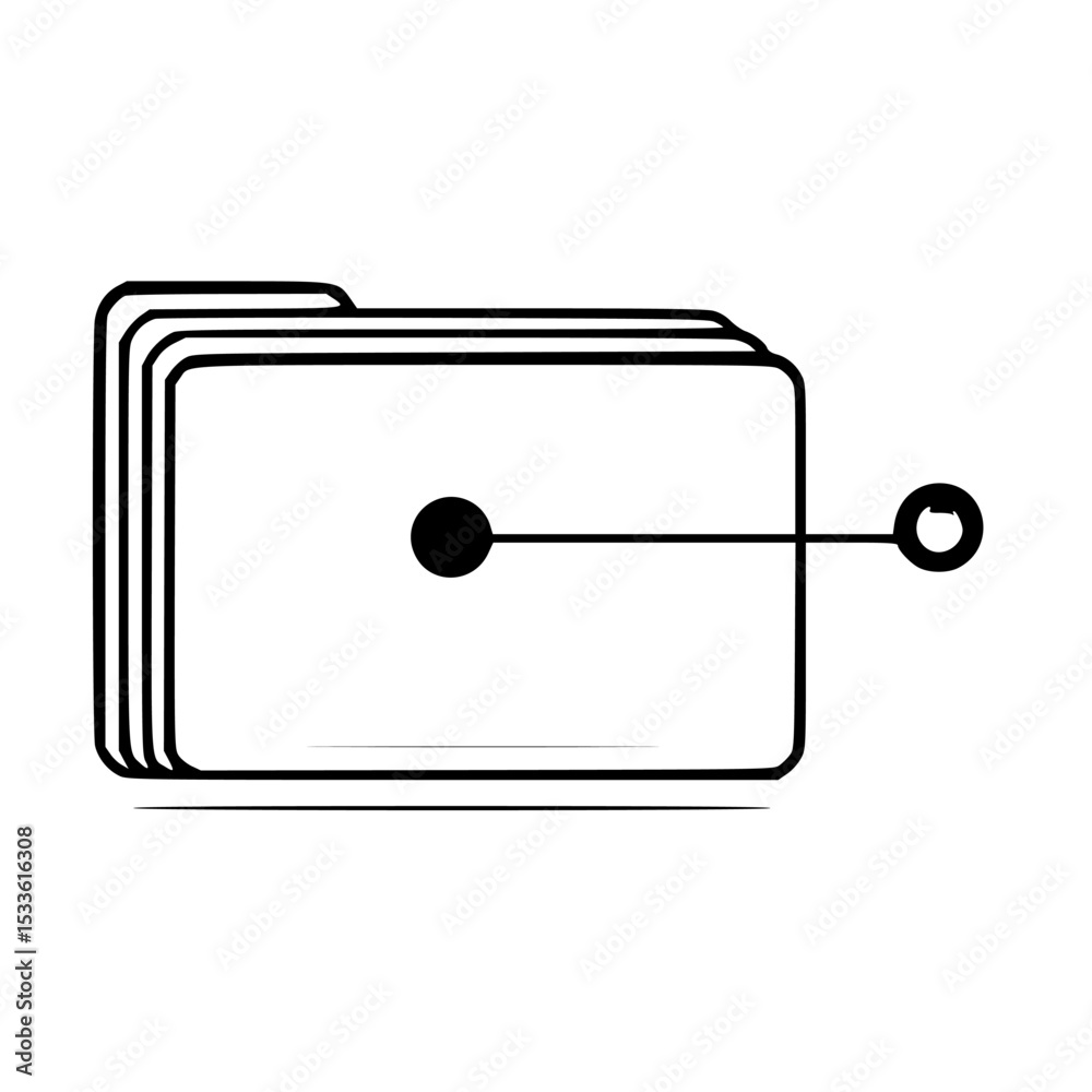 Poster stacked files connected by a line, symbolizing data transfer or network connection.