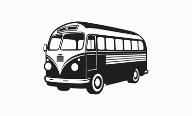 City bus silhouette, side view vehicle icon, public transport vector