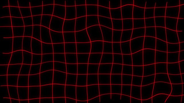 Red Grid Waves - glowing Disruption Animation for background