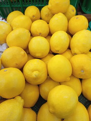 Basket of lemons in a local market