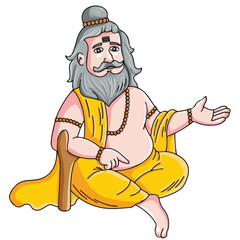 Cute cartoon hand drawn vector Rishi Muni clipart.