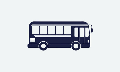 City bus silhouette, side view vehicle icon, public transport vector