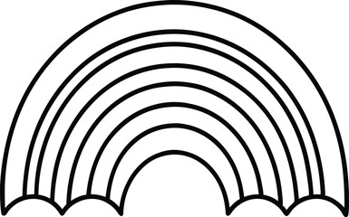 Rainbow line art silhouette, Rainbow outline silhouette vector illustration