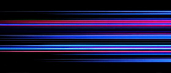 Abstract bright, horizontal streaks of vibrant blues and reds on black