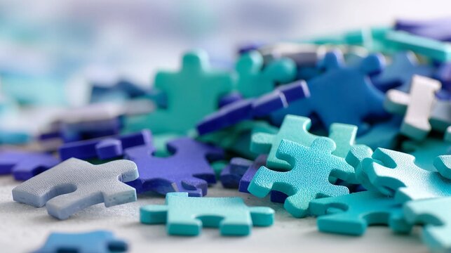 Pile of colorful puzzle pieces - connection and autism awareness