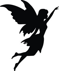 fairy silhouette, flying wings, magical pose








