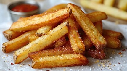 Crispy French fries, the perfect snack or side dish, isolated on white for a delicious treat.