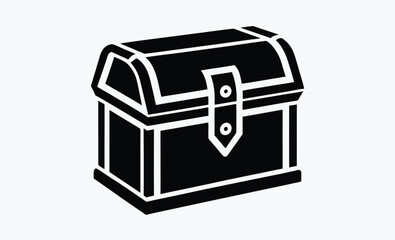 Treasure chest silhouette, wooden chest icon, pirate loot vector
