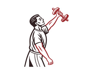 Flat Vector of Weightlifter Lifting Barbell | Minimal Fitness Illustration | Gym Workout Icon Design