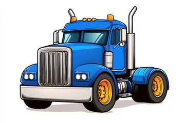 Blue Semi Truck Pixel Art Illustration