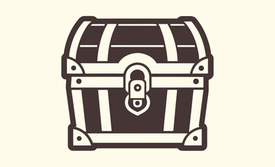 Treasure chest silhouette, wooden chest icon, pirate loot vector