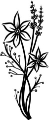 Hand Drawn Minimal Linear Vector Floral Pattern Print