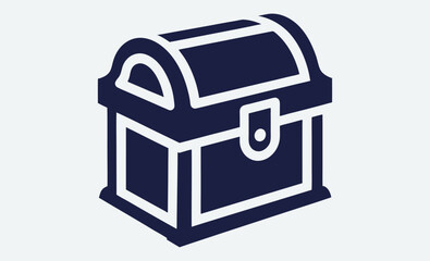 Treasure chest silhouette, wooden chest icon, pirate loot vector