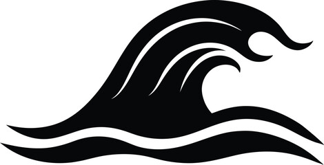 Sea wave silhouette, Sea wave silhouette vector isolated on white background.