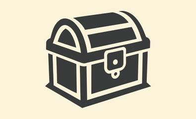 Treasure chest silhouette, wooden chest icon, pirate loot vector
