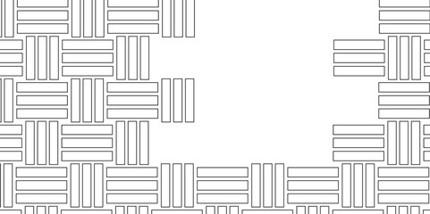 White Weave Pattern Showing Repetition Useful as Background. Minimal line Seamless geometric pattern with shapes. Decoration and maze ornament square wall tile. white rattan weave texture background.