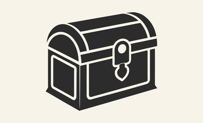 Treasure chest silhouette, wooden chest icon, pirate loot vector