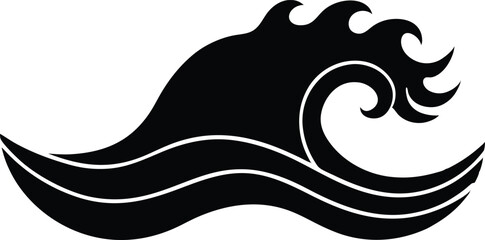 Sea wave silhouette, Sea wave silhouette vector isolated on white background.