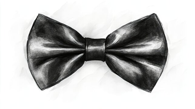 Delicate watercolor black bow tie with soft, blended edges, ideal for fashion design, wedding invitations, and accessories.