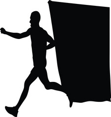 Running man silhouette, athletic figure, isolated vector