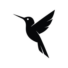 Minimalist Black Hummingbird Silhouette Vector Art