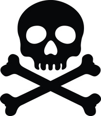 Skull and crossbones silhouette, Skull and crossbones icon in silhouette vector illustration