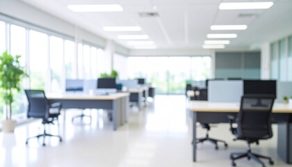Abstract blurred office interior room. blurry working space with defocused effect. use for background or backdrop in business concept.