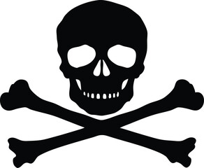 Skull and crossbones silhouette, Skull and crossbones icon in silhouette vector illustration