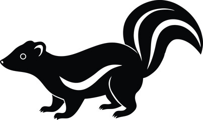 Skunk silhouette, skunk line art silhouette vector illustration