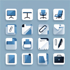 Set of vector furniture icons for home and office interior design