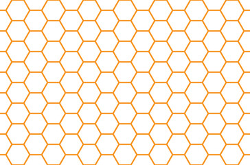 Seamless pattern with orange honeycomb, hexagon repeat background.	