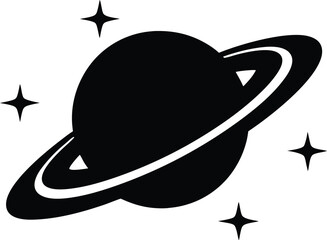 Saturn with sparkle silhouette,Saturn icon, Saturn with sparkle silhouette, cosmos and planet, Saturn silhouette vector